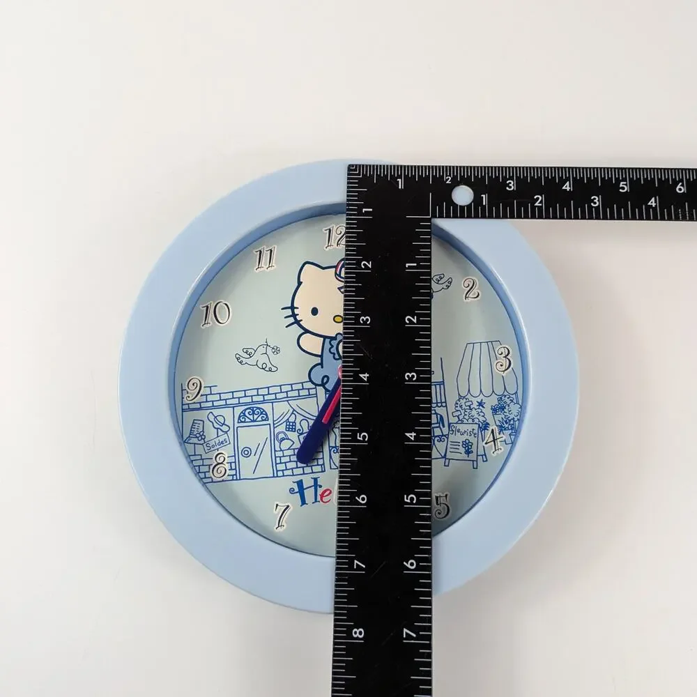 Sanrio Hello Kitty Wall Clock Working Vintage 2002 Baby Blue Angel 7.75